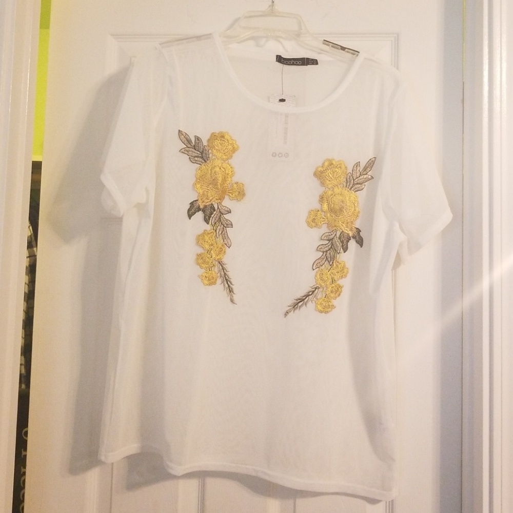 Sheer see through embroidered top